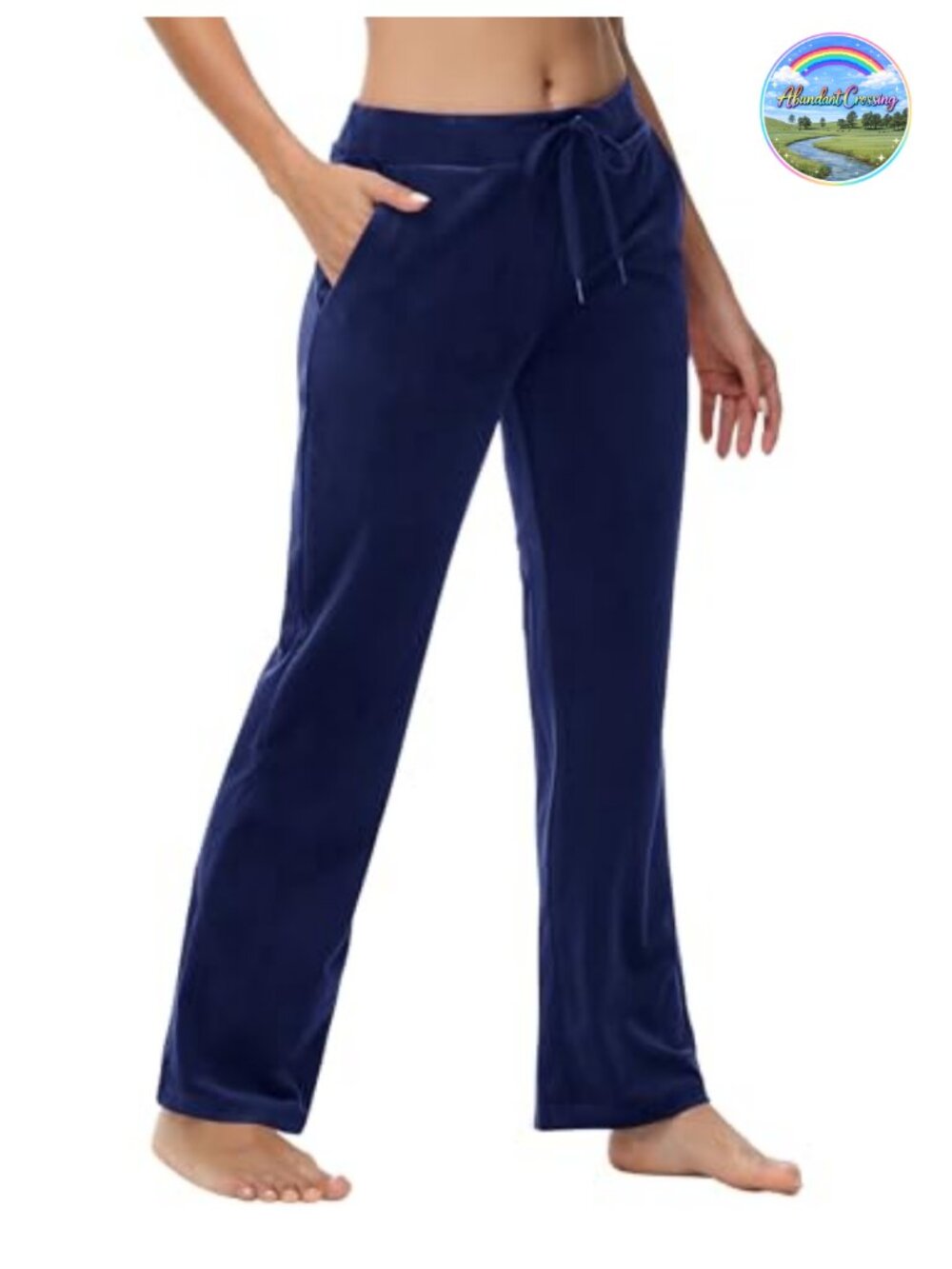 Velour Straight Leg High Waist Sweatpants Lounge Pajama Pants with Pockets